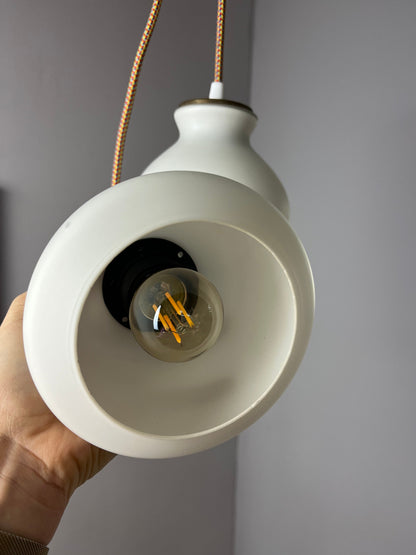 Vintage Hängelampe von Holmegaard aus weißem Glas