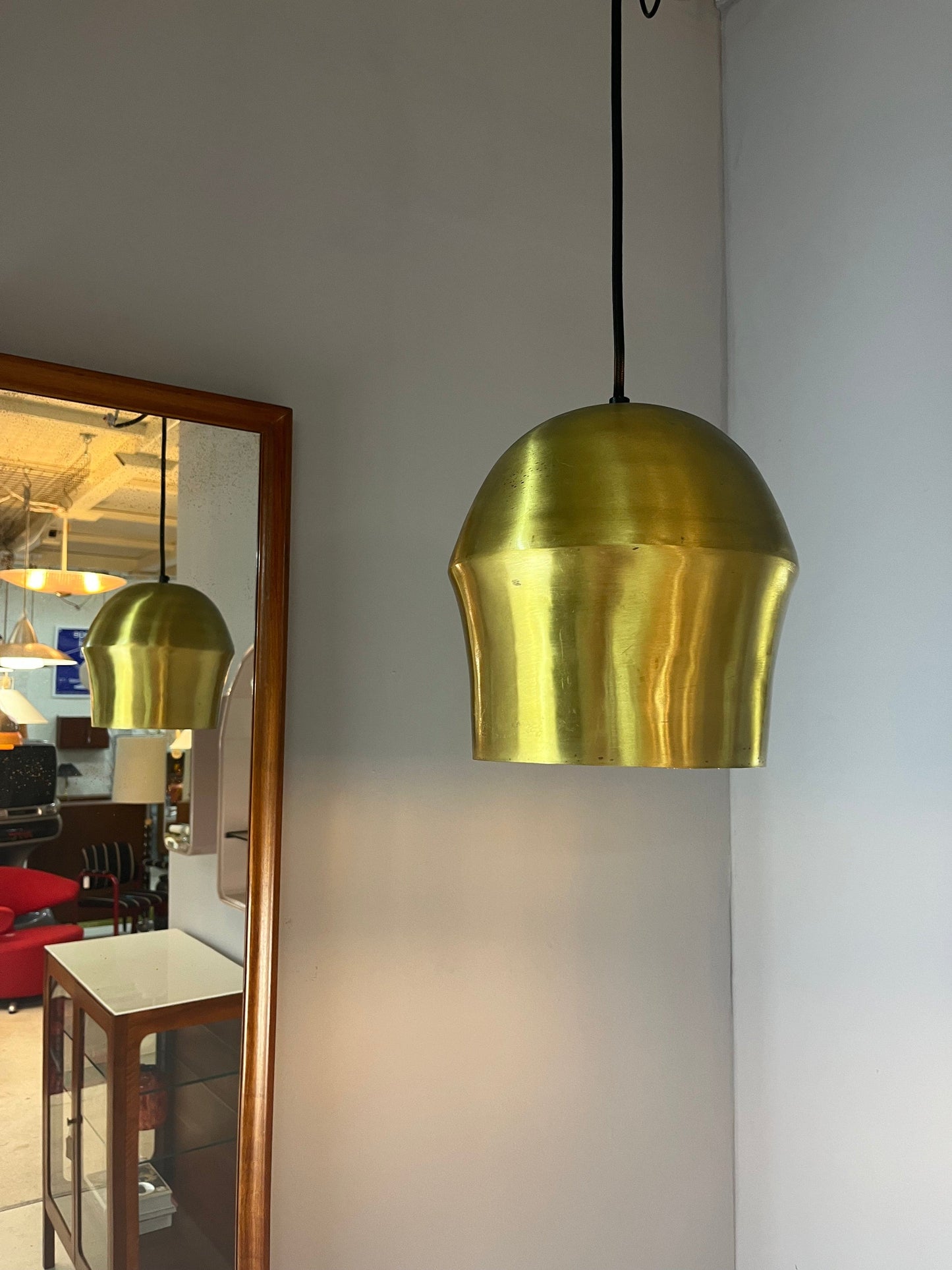 Lampe suspendue vintage en laiton du Danemark