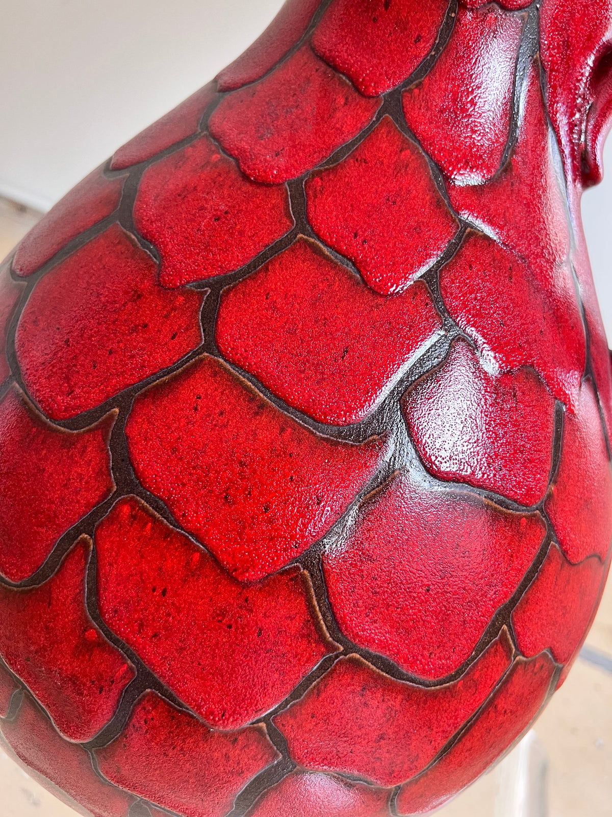 Vintage floor vase dragon scales by Scheurich West Germany