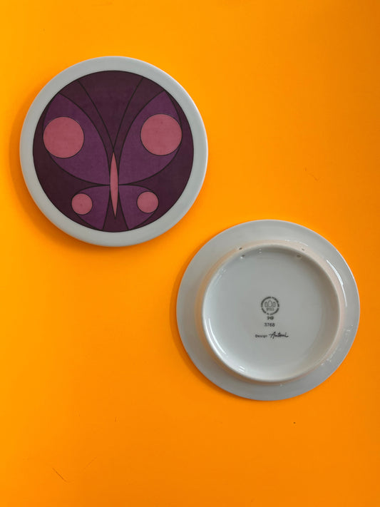 Vintage collector's plate butterfly by Ib Antoni for Bing &amp; Grøndahl set of 2