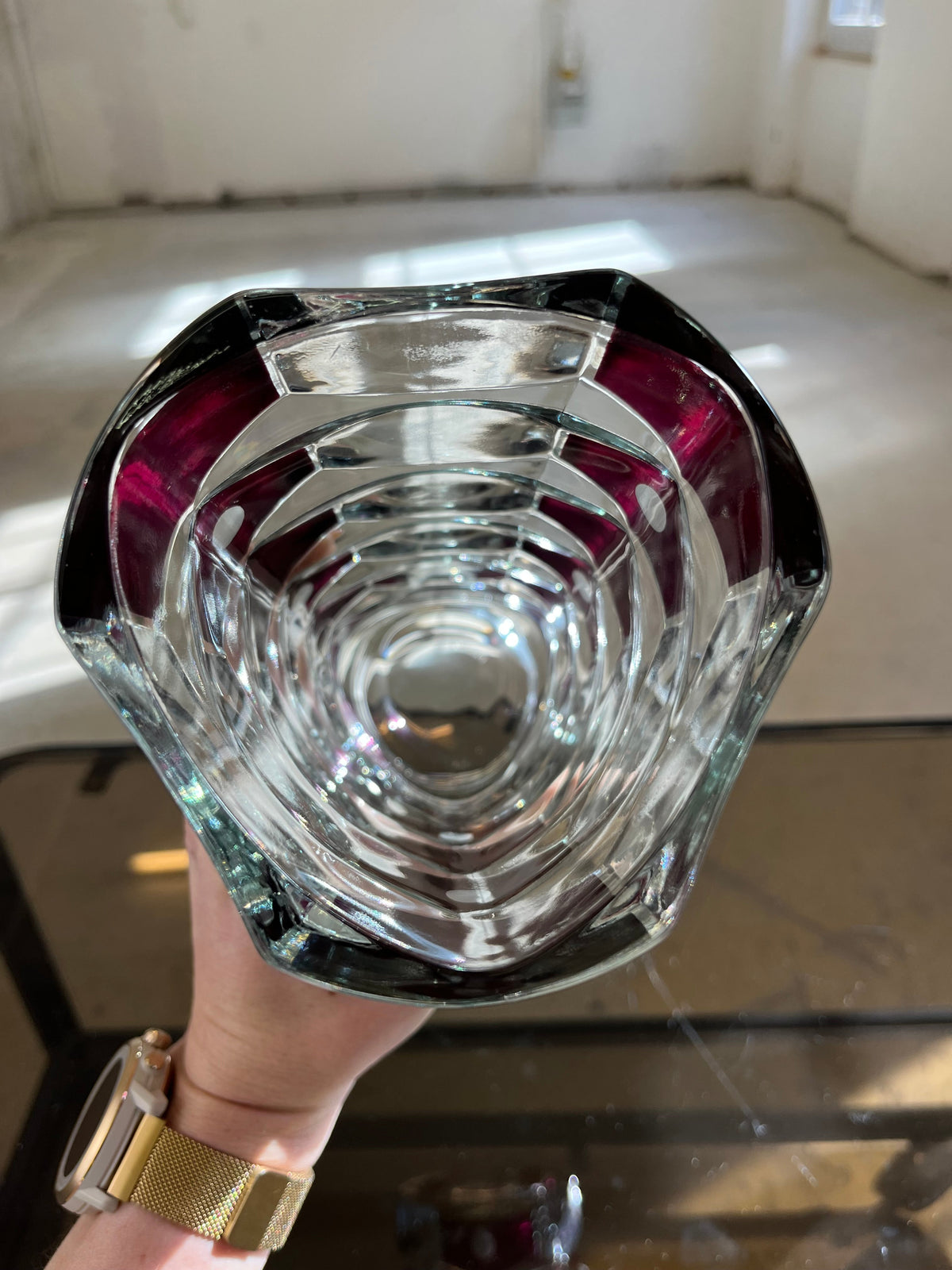 Vintage Vase Windsor Rubis von J.G. Durand für Luminarc, weinrot, Glas
