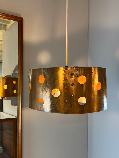 Vintage Hängelampe Kupfer aus Dänemark