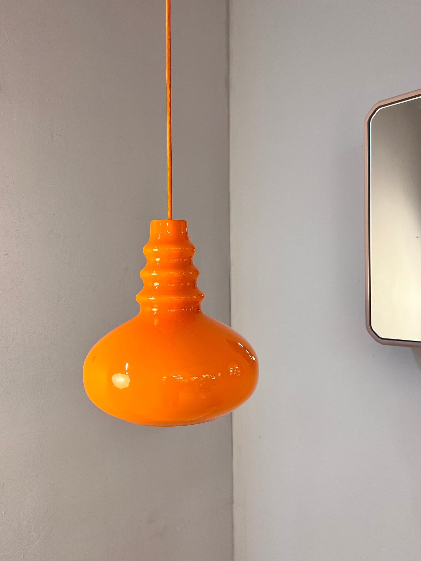 Vintage Hängelampe von Peill und Putzler, orange, Glas