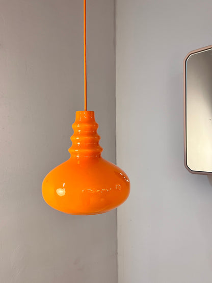 Vintage Hängelampe von Peill und Putzler, orange, Glas