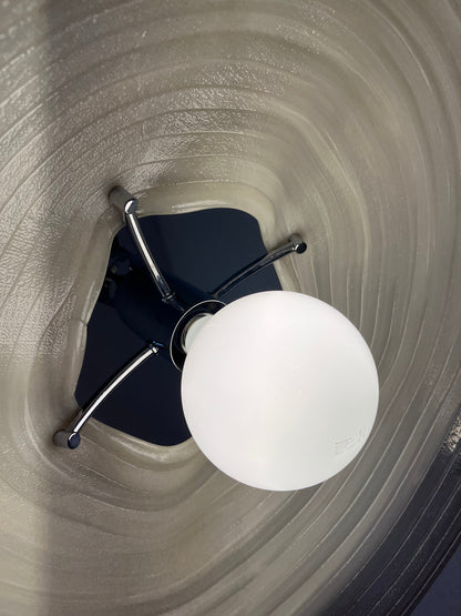 Vintage Hängelampe von Cristallux weiß grau Chrom handgearbeitet