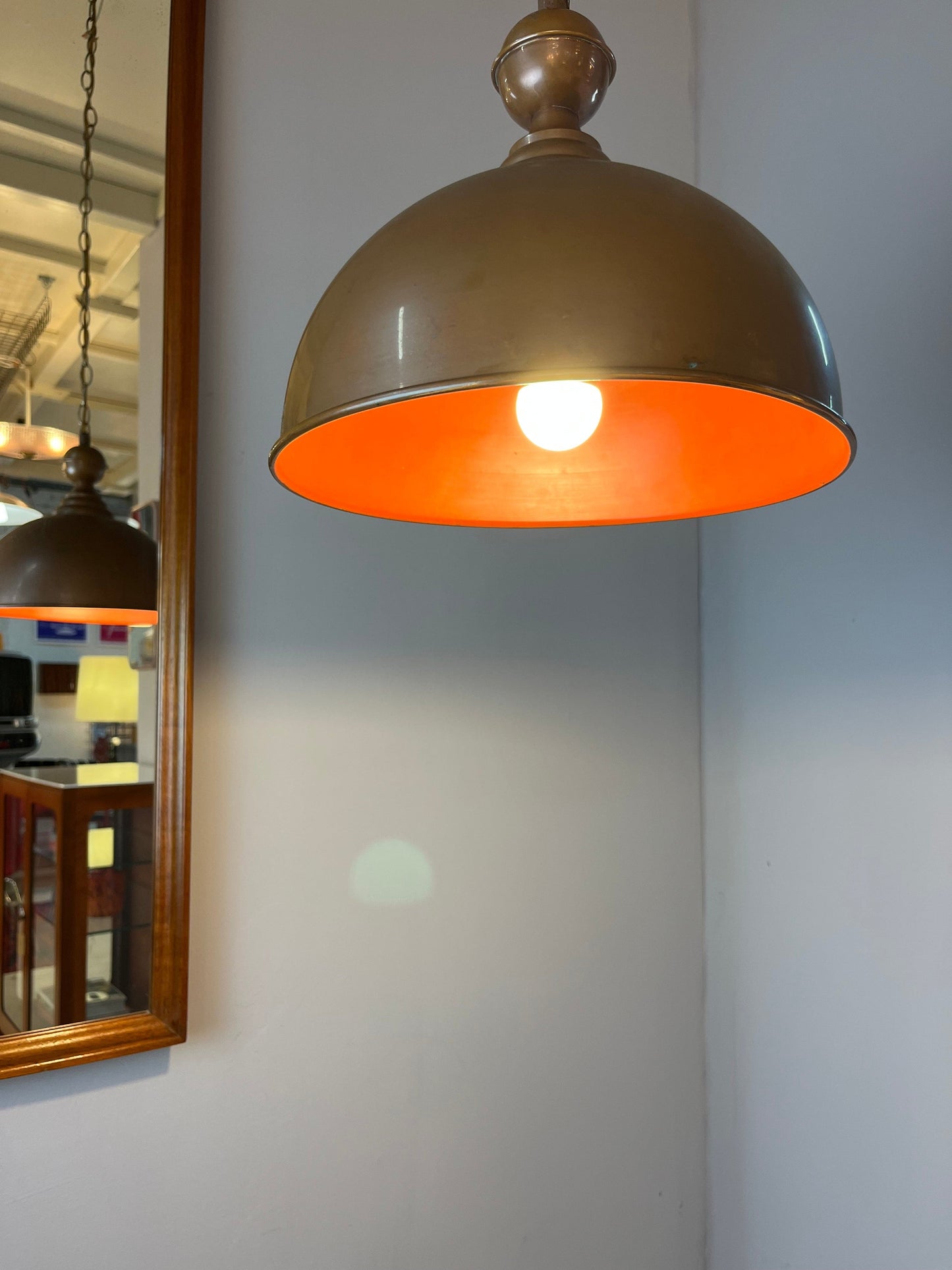 Lampe suspendue vintage en cuivre avec chaîne
