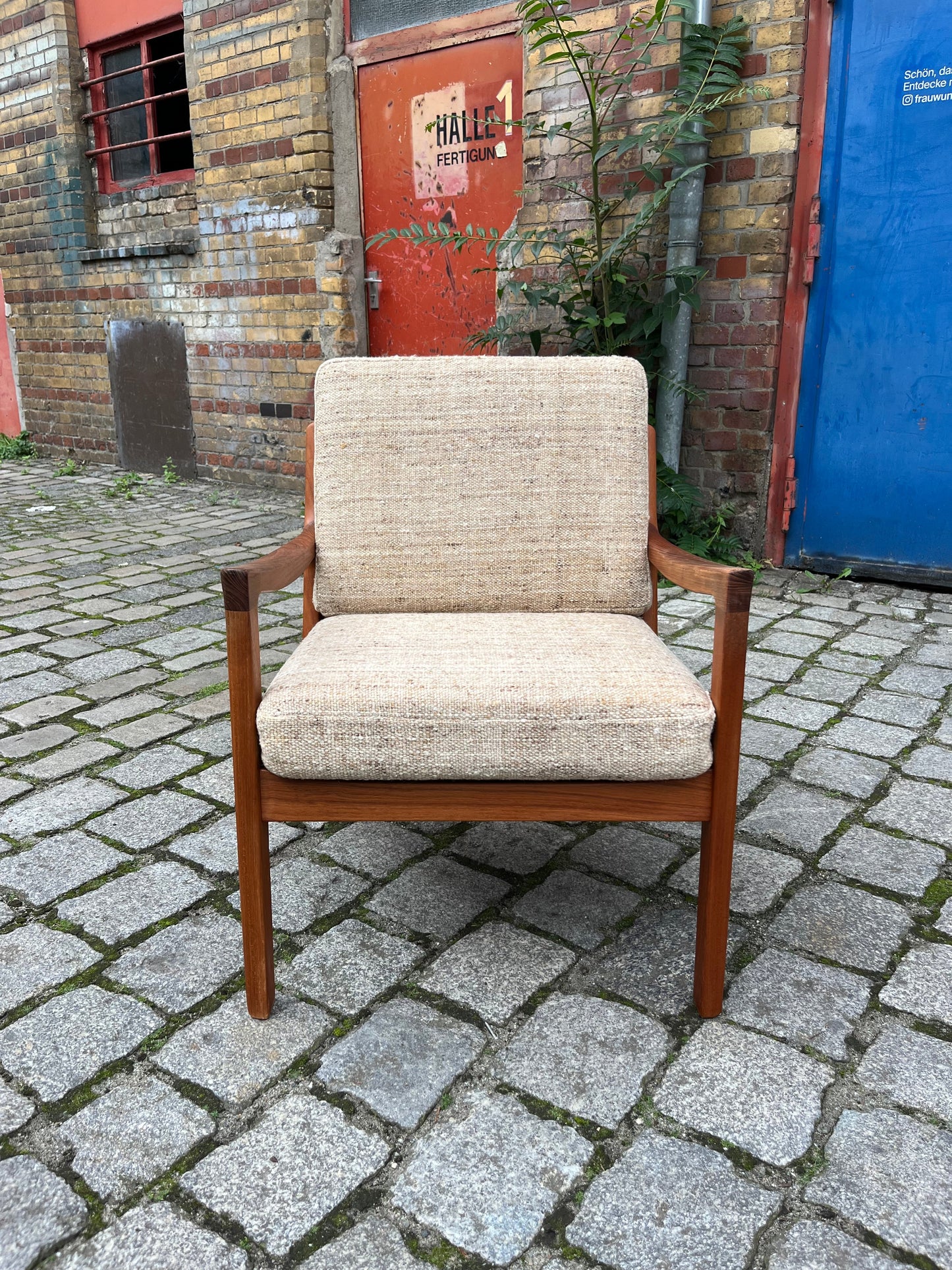 Vintage Sessel Senator Wolle von Ole Wanscher für Cado beige