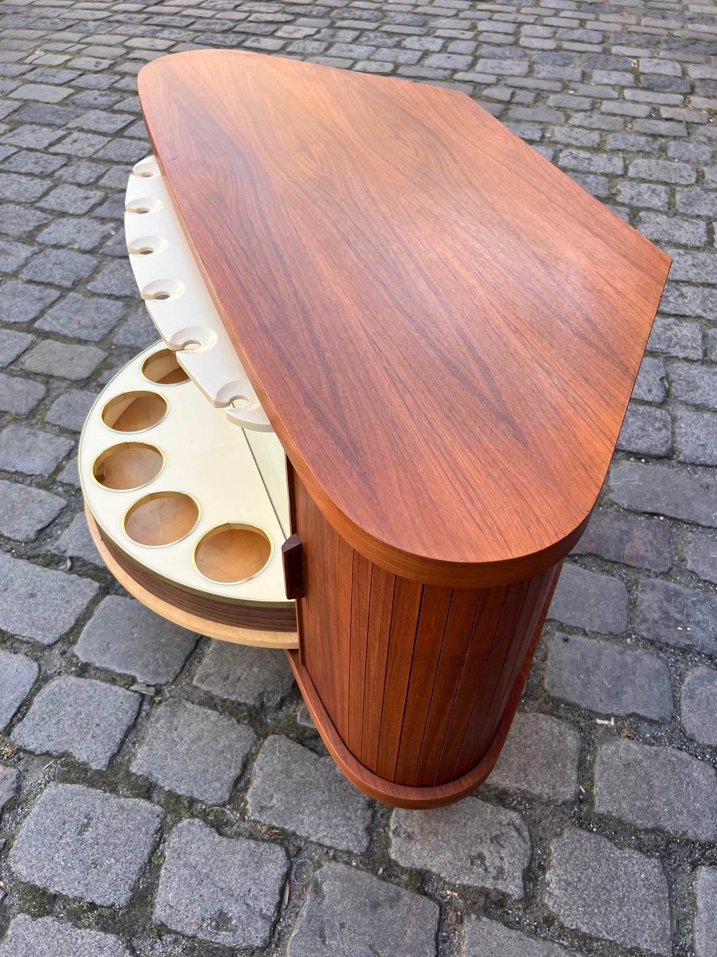 Vintage corner bar walnut with rotating shelf