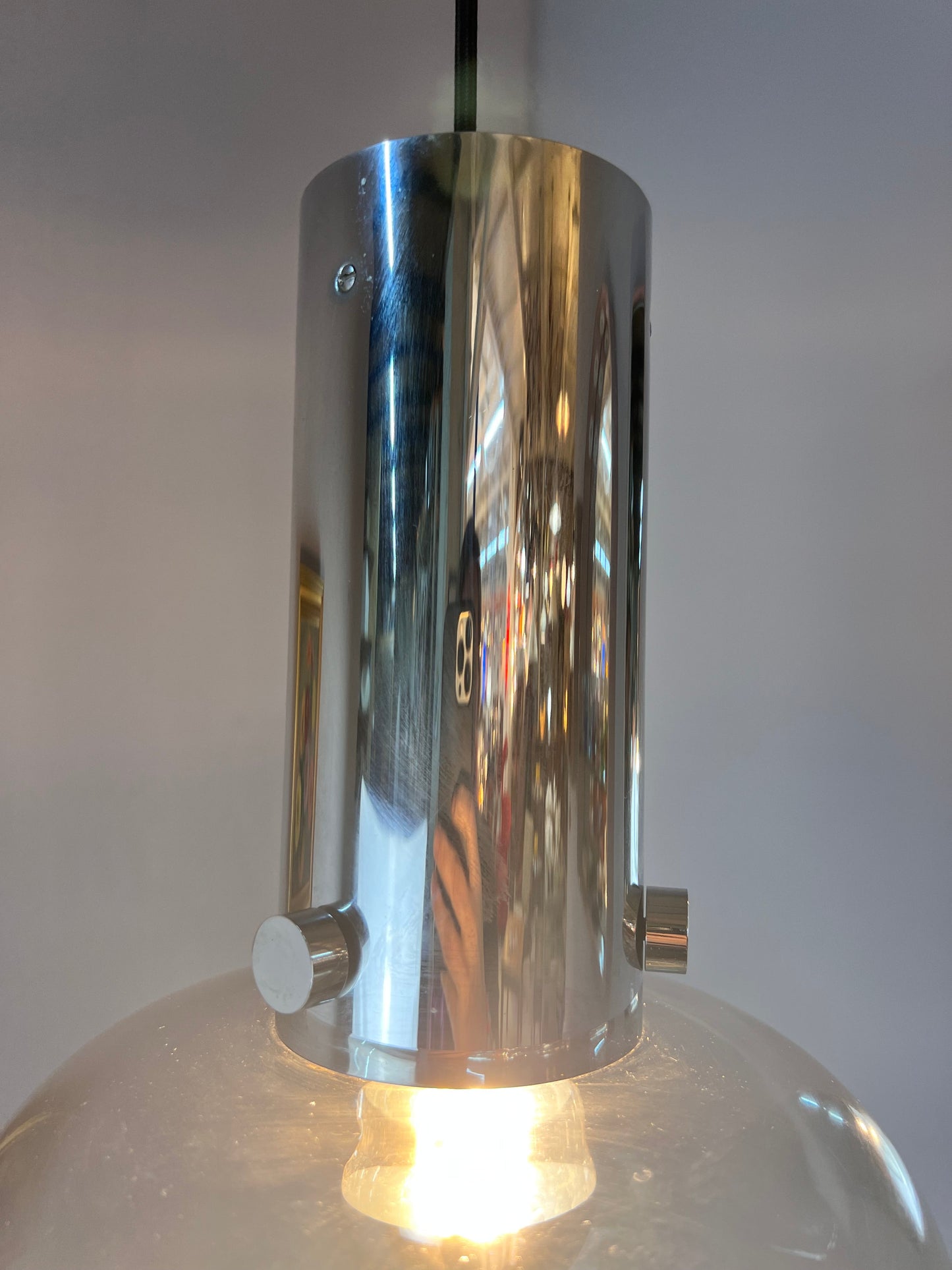 Hänge- oder Deckenlampe Glas Chrom von Glashütte Limburg