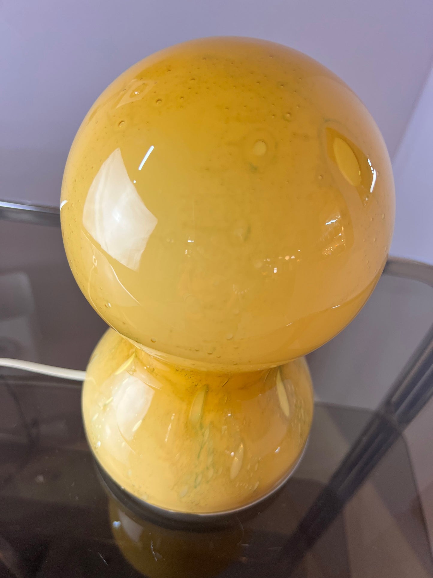 Vintage Tischlampe gelb Glas von Doria