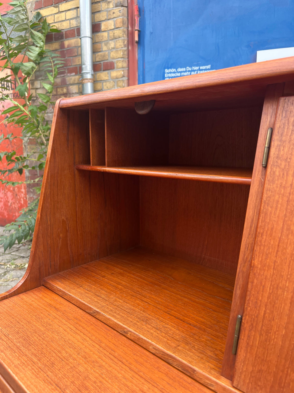 Vintage teak secretary with mirror from Denmark