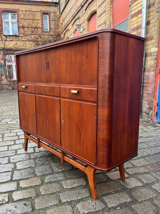 Vintage Highboard Teak mit Jalousietüren aus Dänemark
