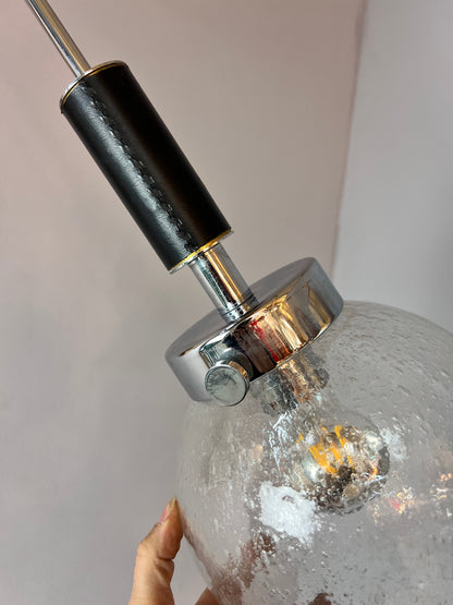 Vintage Hängelampe Kugel Glas und Chrom