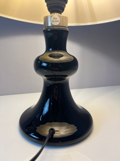 Vintage Tischlampe Backgammon von Holmegaard opal schwarz