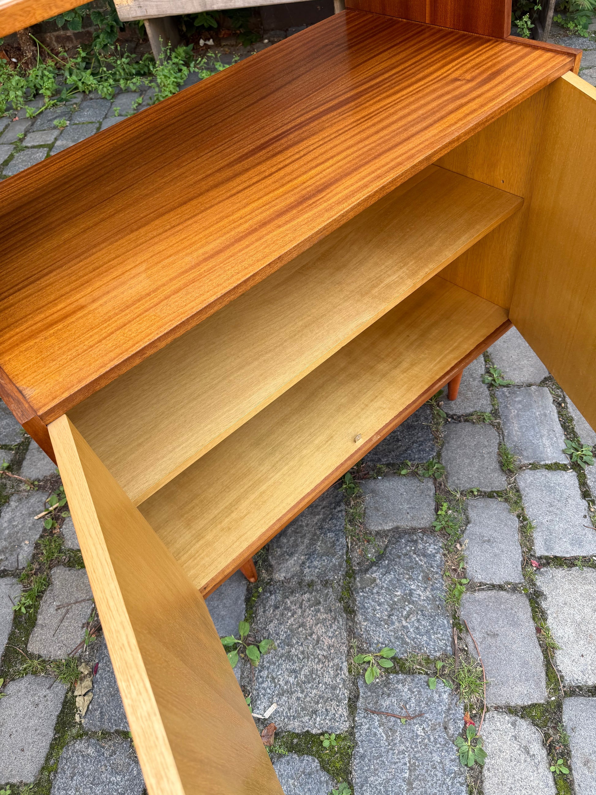 Vintage Aufsatzschrank mit Vitrine von VEB Möbelindustrie Halle