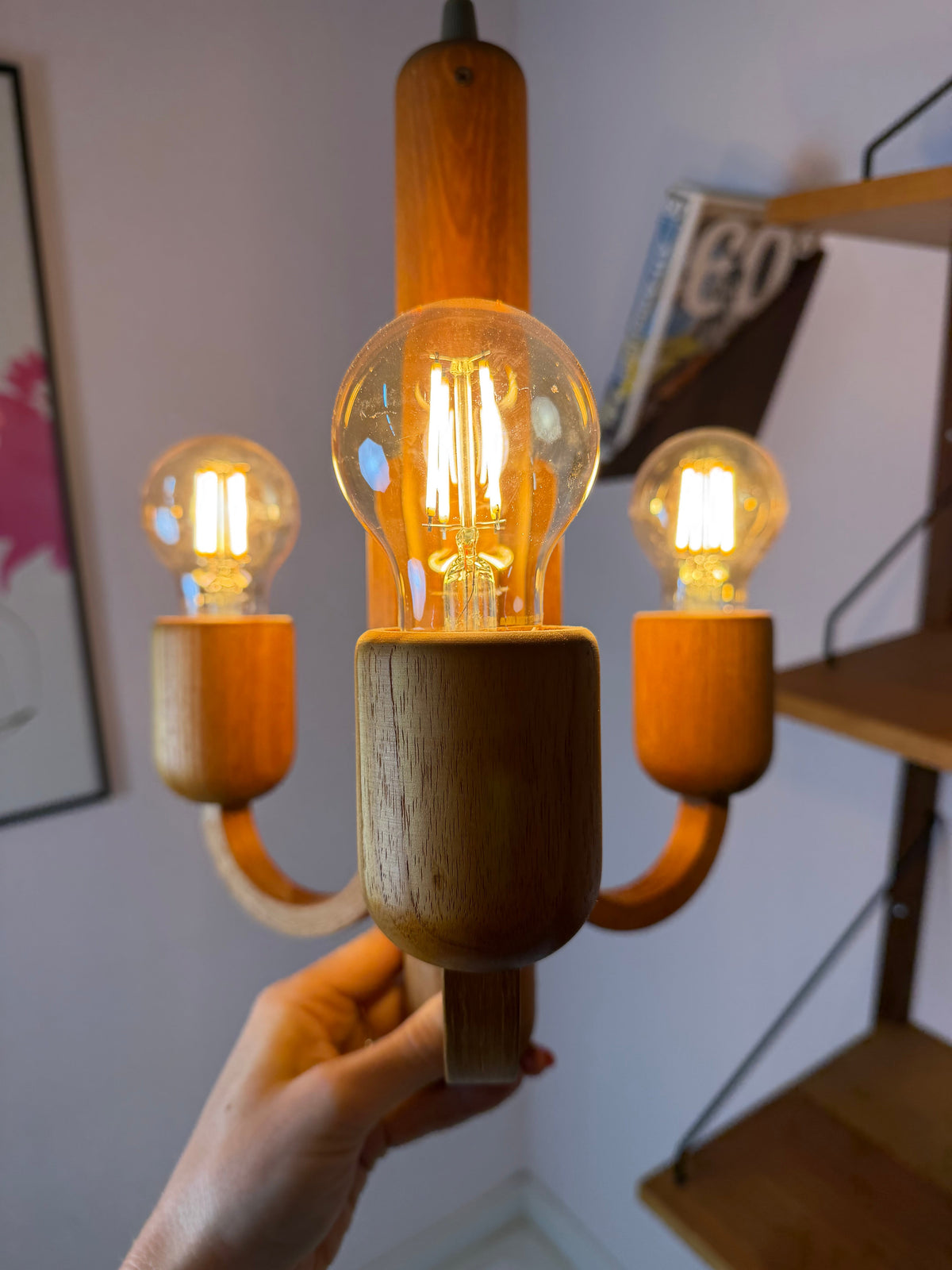 Vintage Kronleuchter Teak von DOMUS