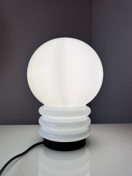 Vintage table lamp glass from Glashütte Limburg white
