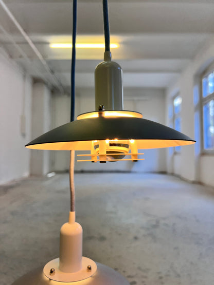 Vintage Hängelampe Luna 8021 P von JEKA silbergrau, weiß
