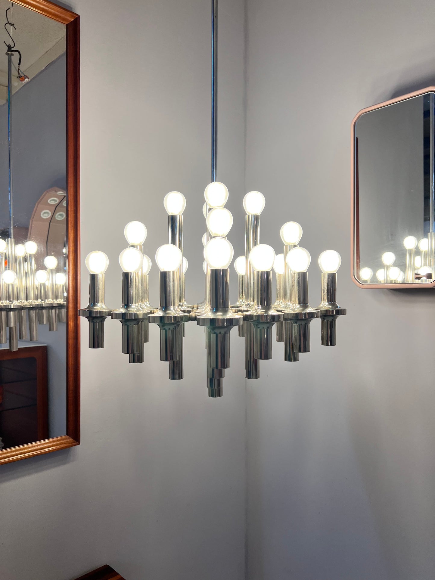 Lustre chromé vintage de Gaetano Sciolari pour STAFF