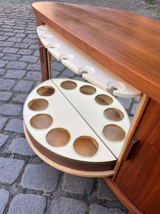 Vintage corner bar walnut with rotating shelf