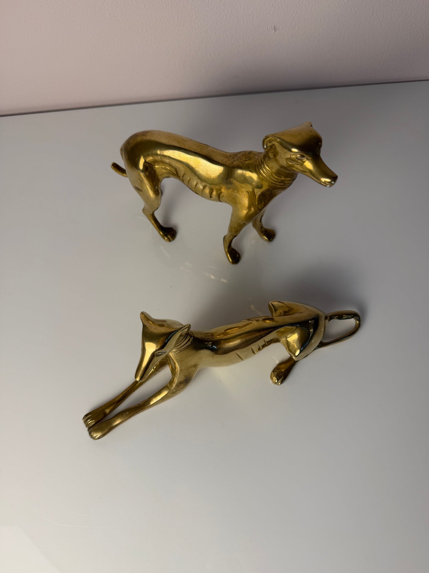 Set von 2 Vintage Windhund Skulptur aus Messing, Art Déco