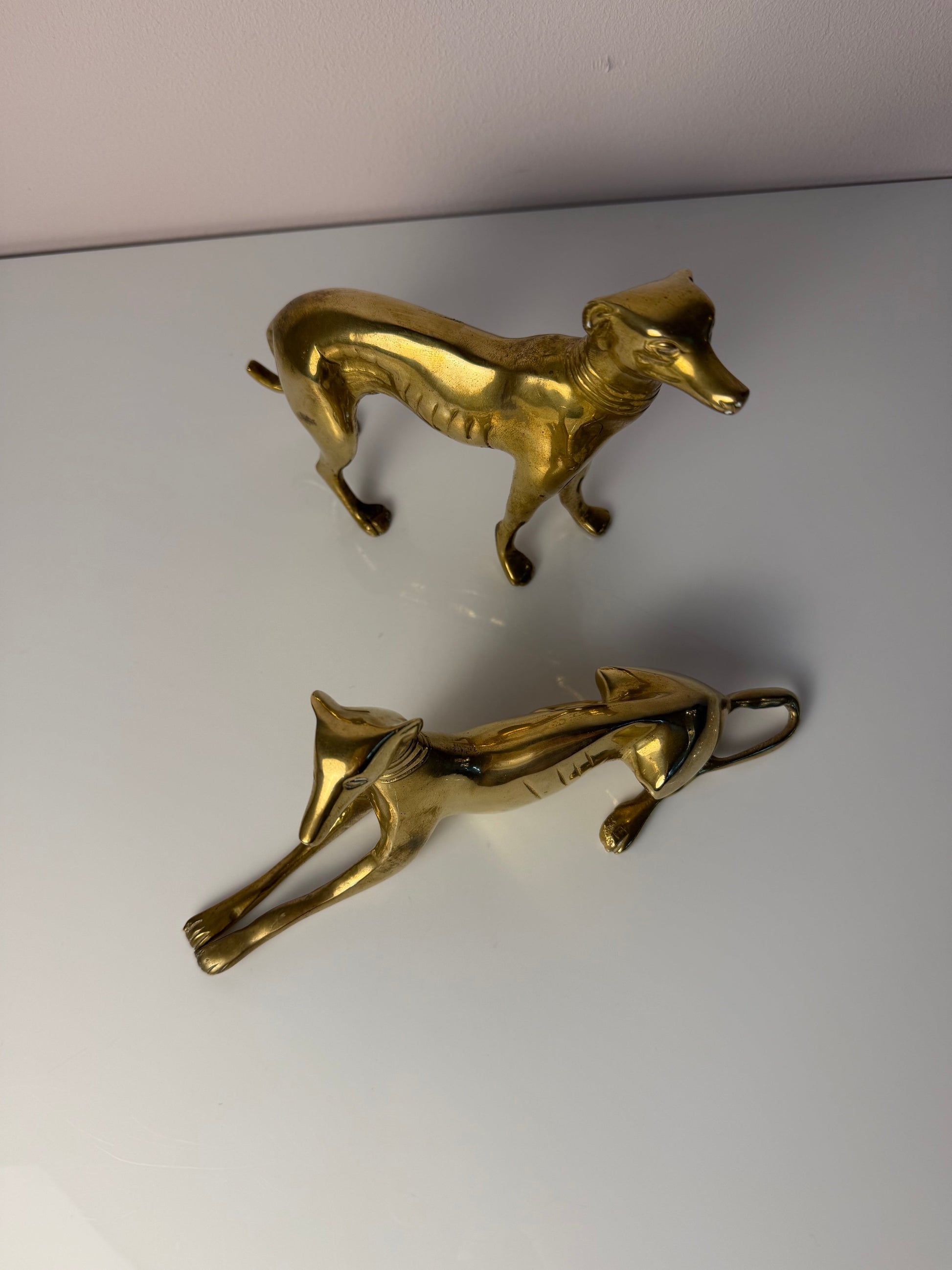 Set von 2 Vintage Windhund Skulptur aus Messing, Art Déco
