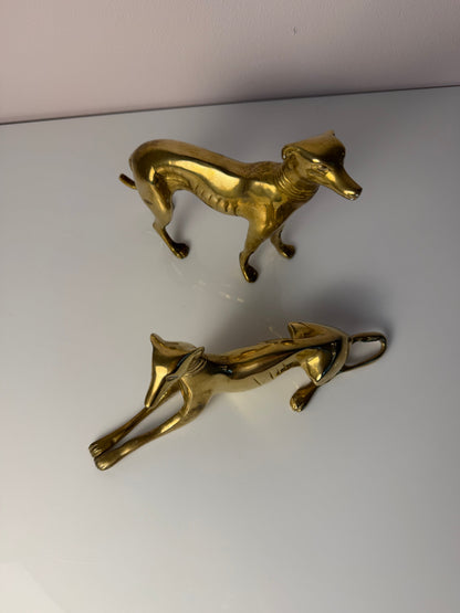Set von 2 Vintage Windhund Skulptur aus Messing, Art Déco