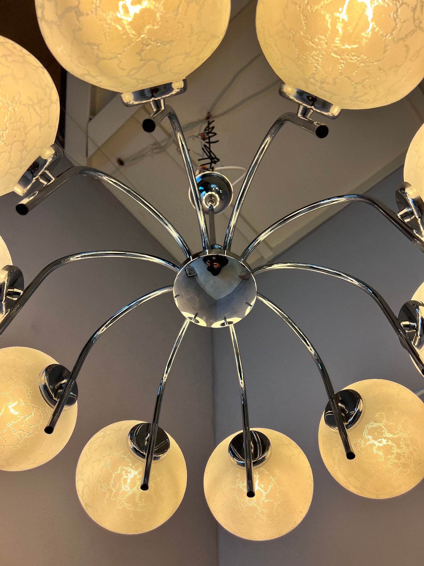 Vintage Kronleuchter mit 10 Kugeln von Richard Essig für Hustadt