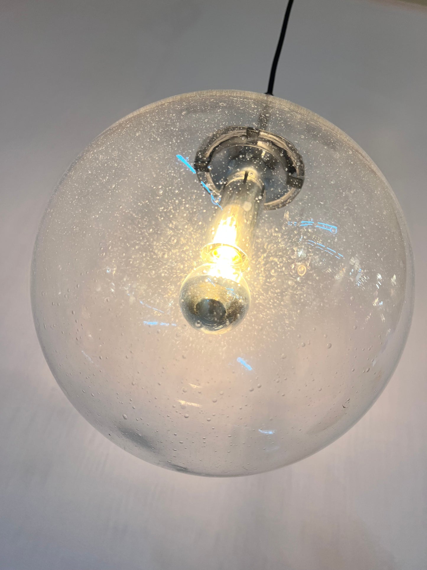 Vintage Kugellampe aus Bubbleglas und Chrom von Glashütte Limburg