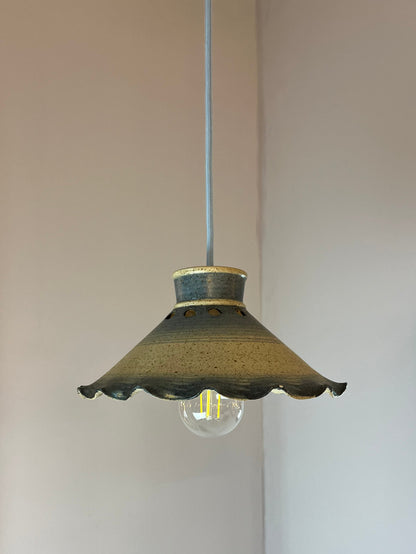 Vintage Hängelampe blau Keramik aus Dänemark