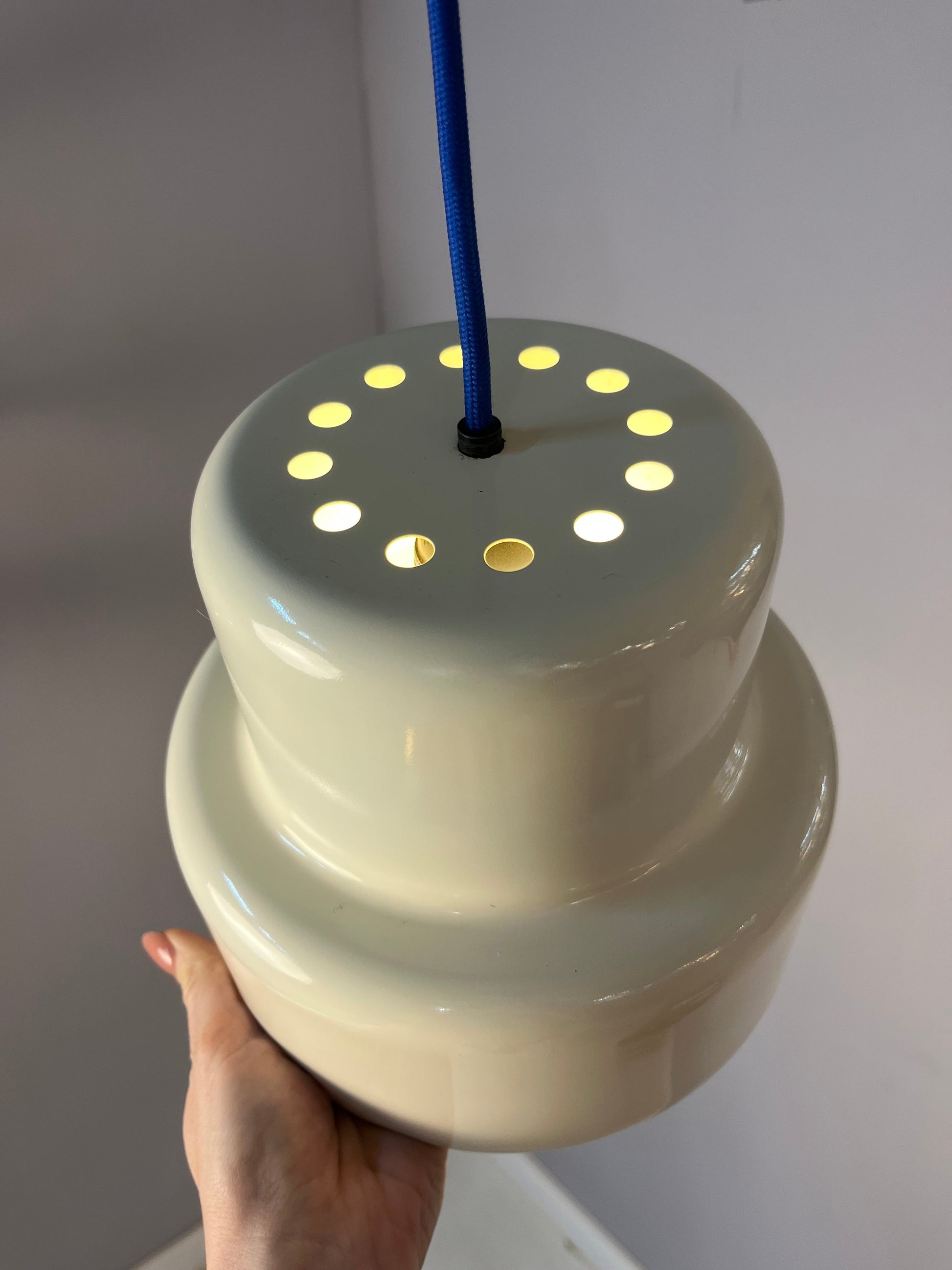 Vintage Hängelampe Poker von Jo Hammerborg für Fog und Mørup cremeweiß