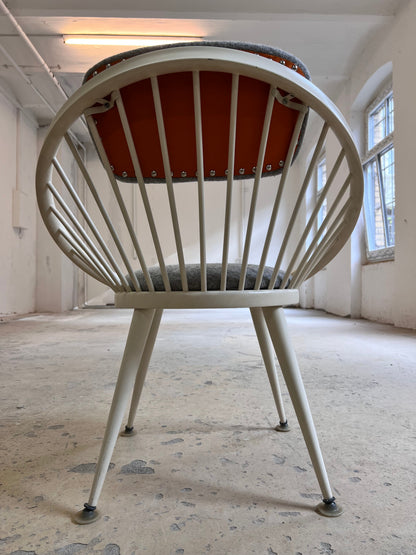 Vintage Sessel Circle Chair von Yngve Ekström für Swedese weiß grau orange