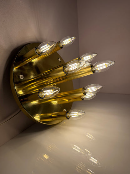 Vintage Wand- und Deckenlampe 10-flammig von Sölken, Gold