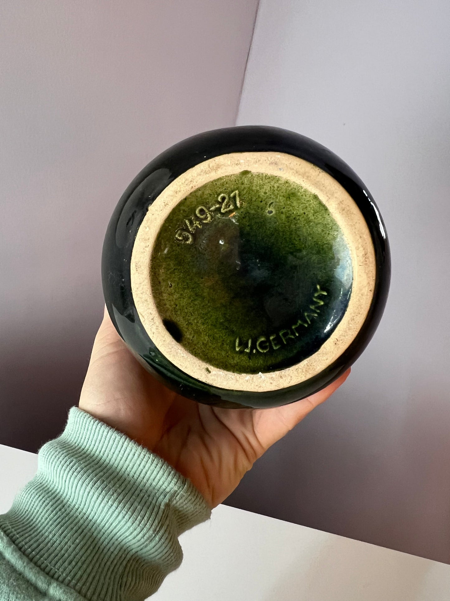 Vintage Vase 549-27 grün braun von Scheurich West Germany