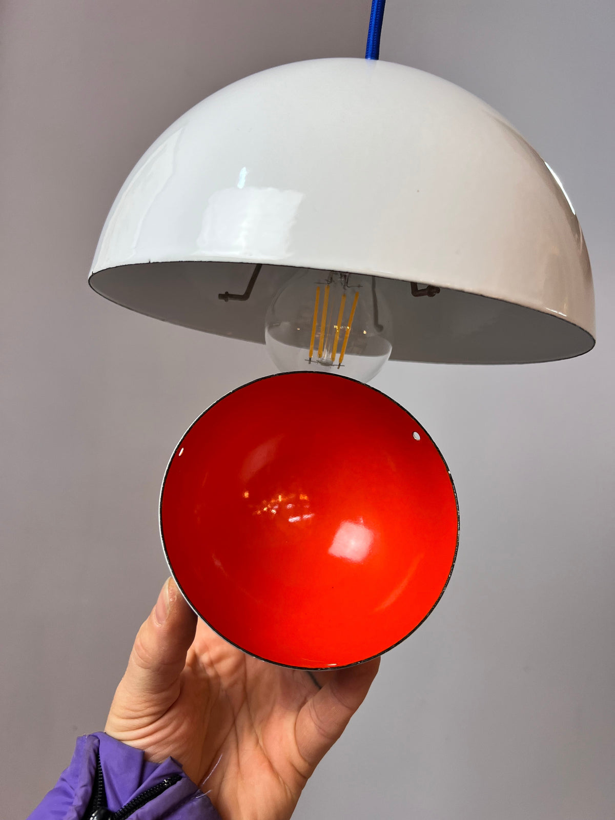 Vintage Hängelampe Flowerpot weiß von Verner Panton für Louis Poulsen