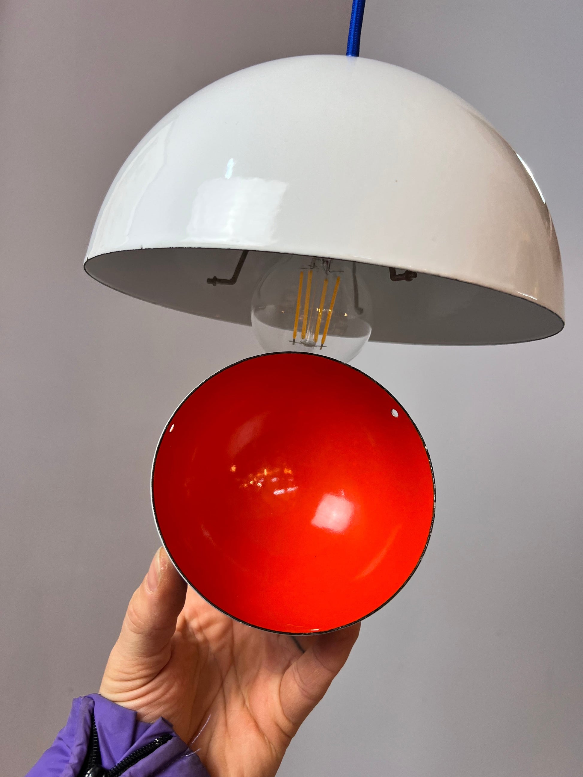 Vintage Hängelampe Flowerpot weiß von Verner Panton für Louis Poulsen