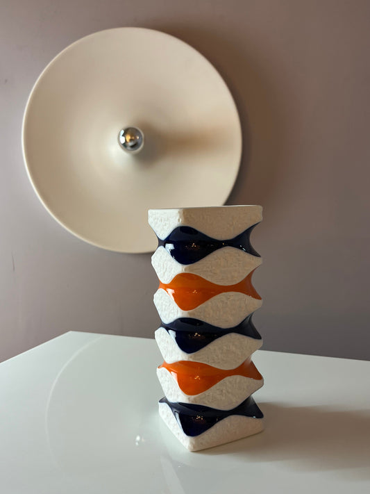 Vintage Vase 640/2 orange blau von Royal Porzellan Bavaria KPM