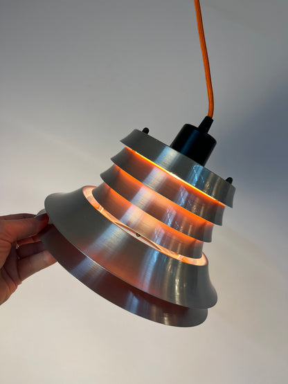 Vintage Lamellenlampe silber-orange von Carl Thore für Granhaga