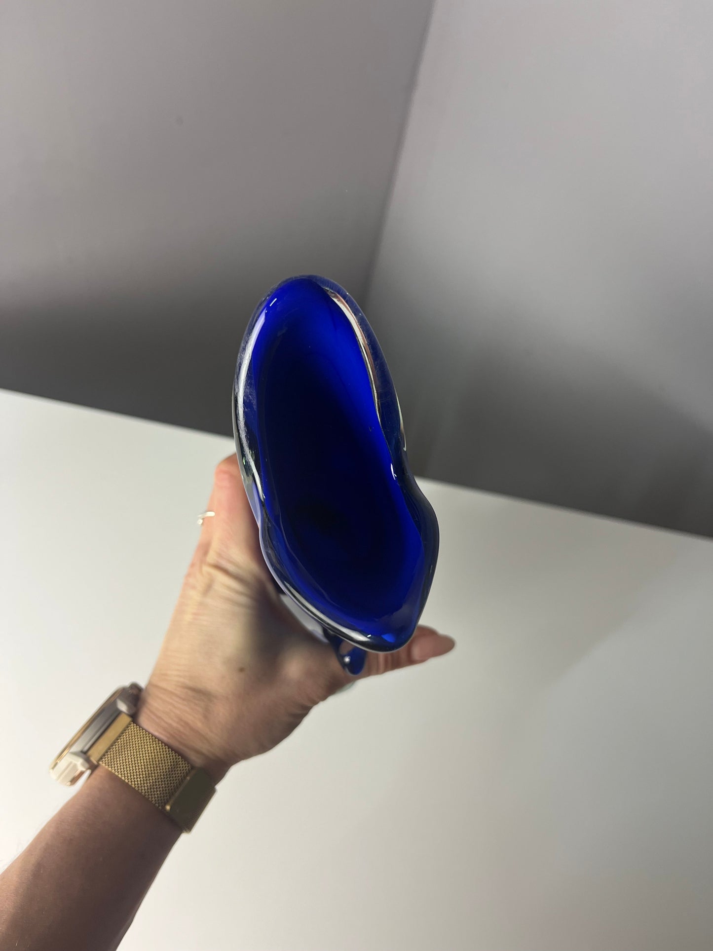 Vintage Vase Shark Fin blau von HSG Tarnowiec