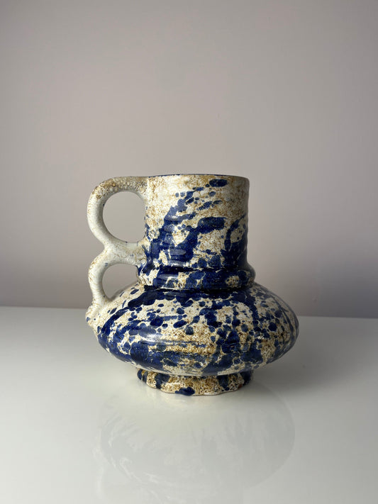 Vintage Karaffe blau gesprenkelt von Marei Keramik