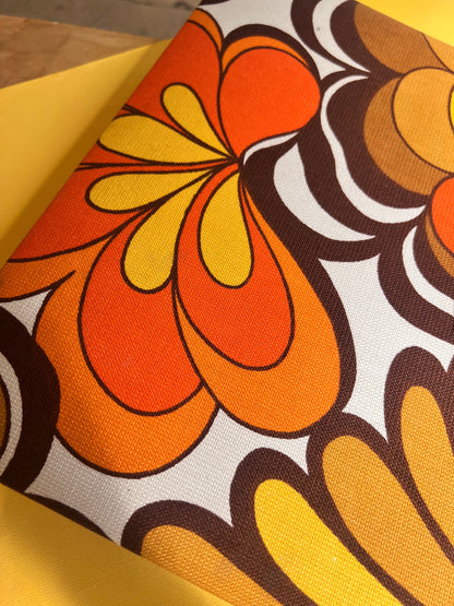 Vintage Plattenmappe 70er Jahre mit original Stoffmuster für 16 Schallplatten