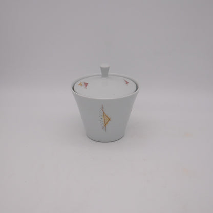 Vintage Zuckerdose Porzellan mit Goldrand von Schirnding