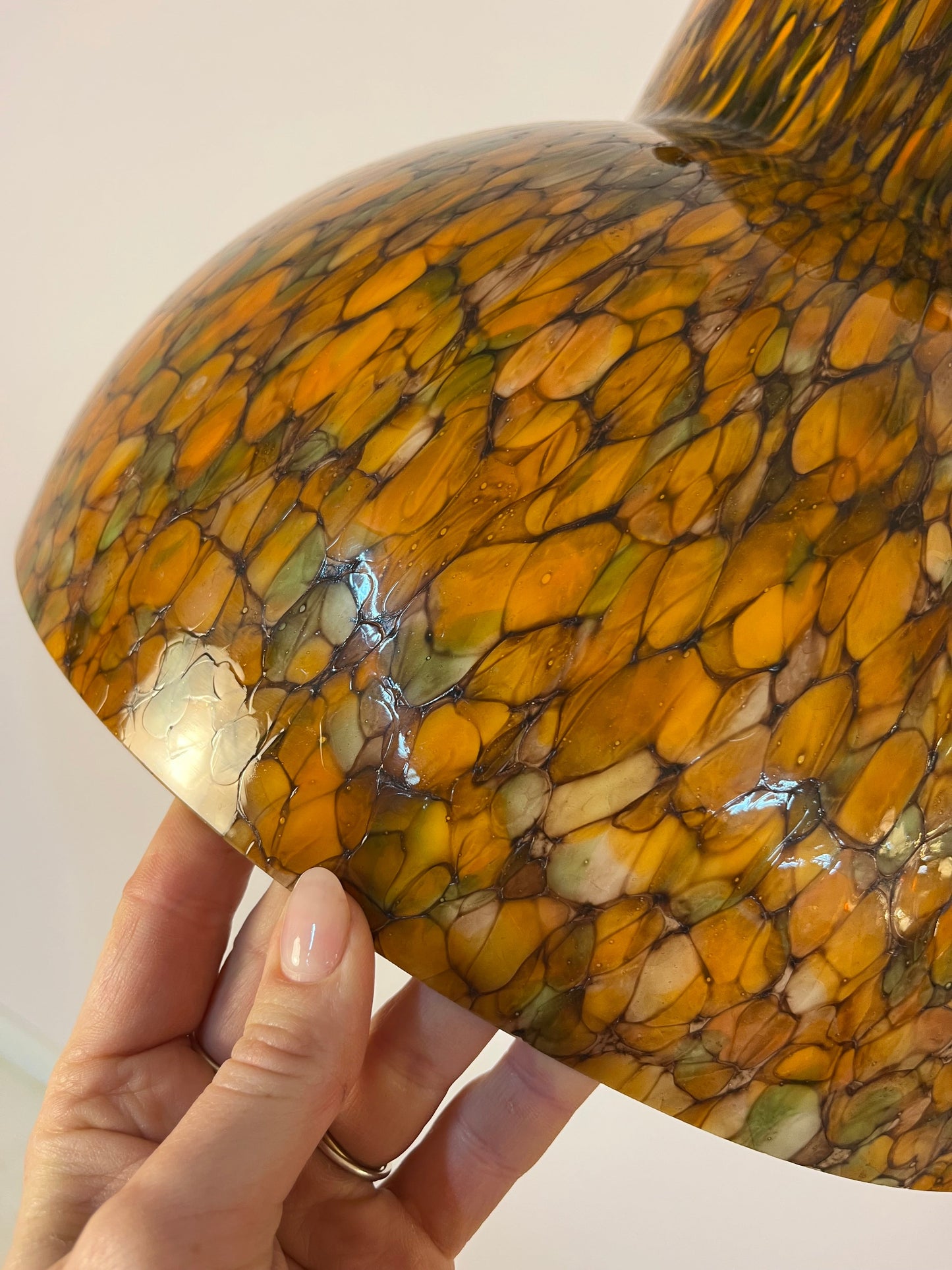 Vintage Hängelampe Millefioriglas orange von Peill und Putzler