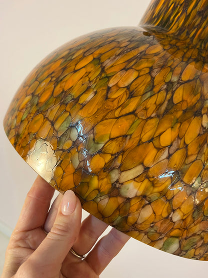 Vintage Hängelampe Millefioriglas orange von Peill und Putzler