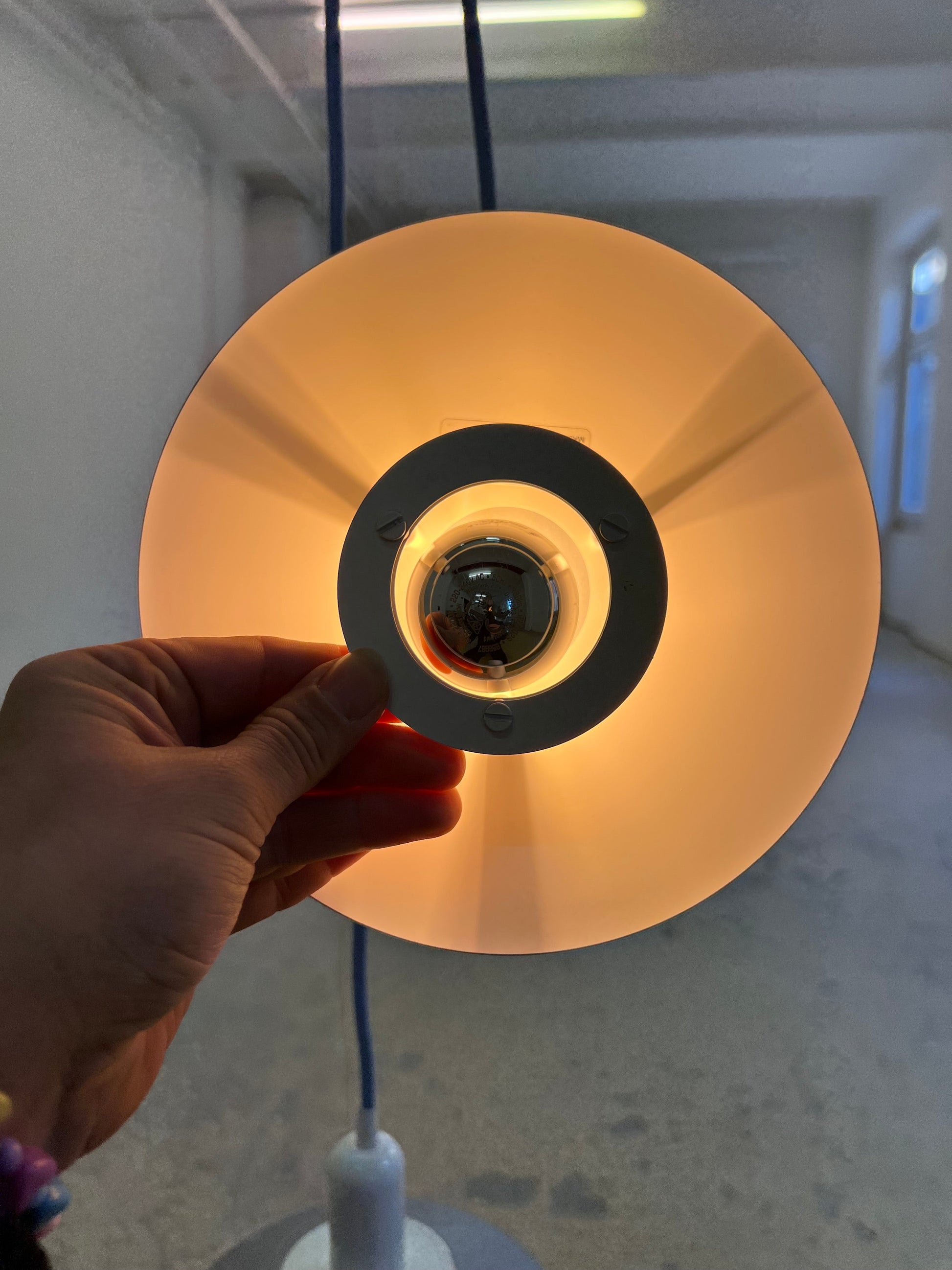 Vintage Hängelampe Luna 8021 P von JEKA silbergrau, weiß