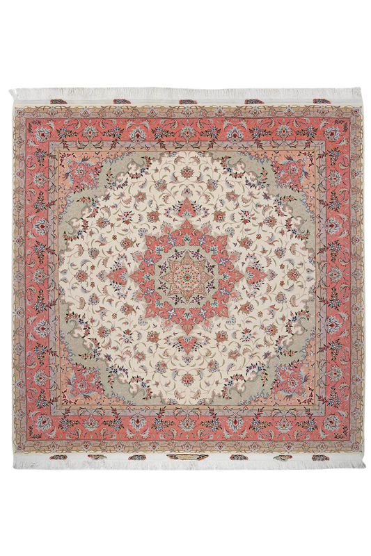Vintage carpet Tabriz 50 Raj 204x204cm colorful natural motifs