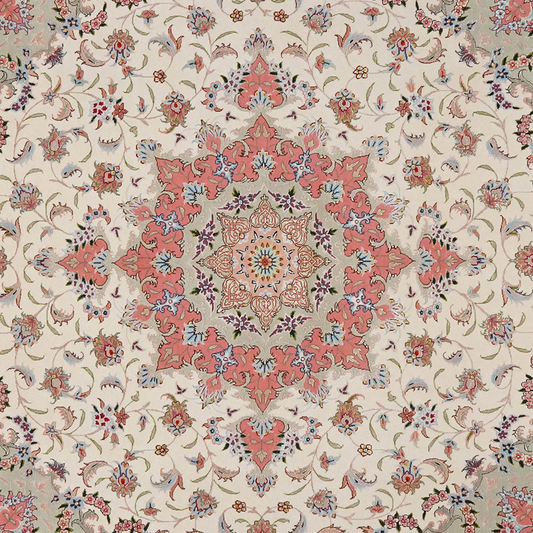 Vintage carpet Tabriz 50 Raj 204x204cm colorful natural motifs