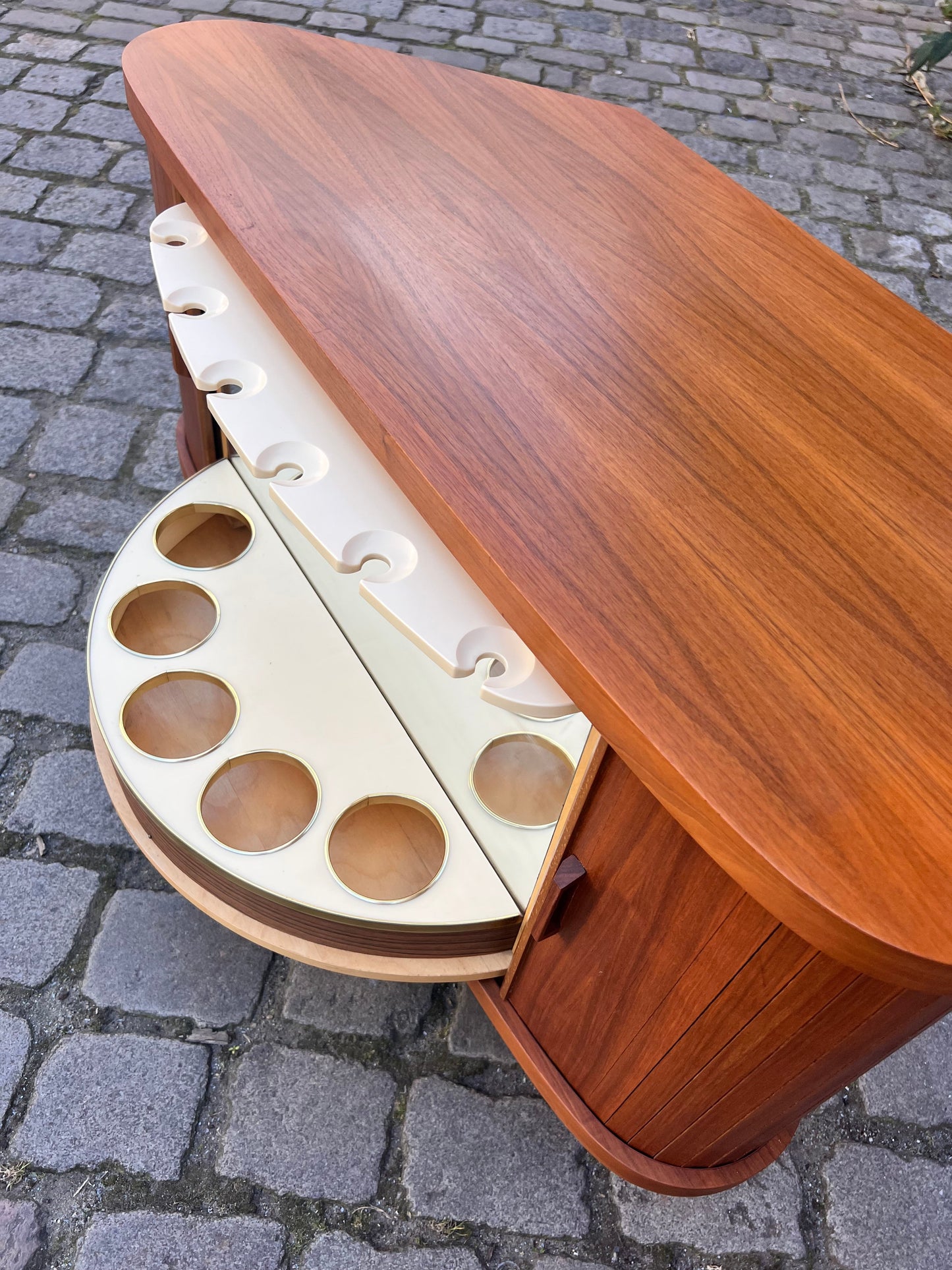 Vintage corner bar walnut with rotating shelf