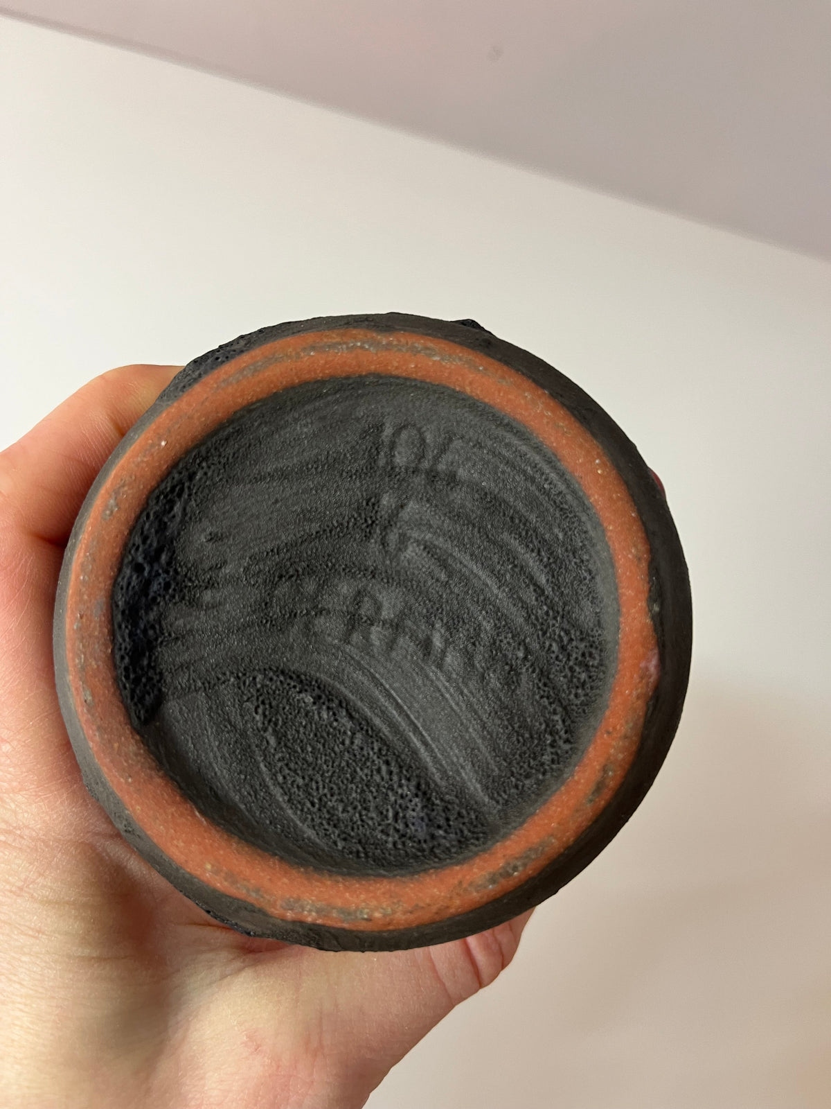 Vintage Vase Fat Lava von Marei Keramik rot dunkelbraun
