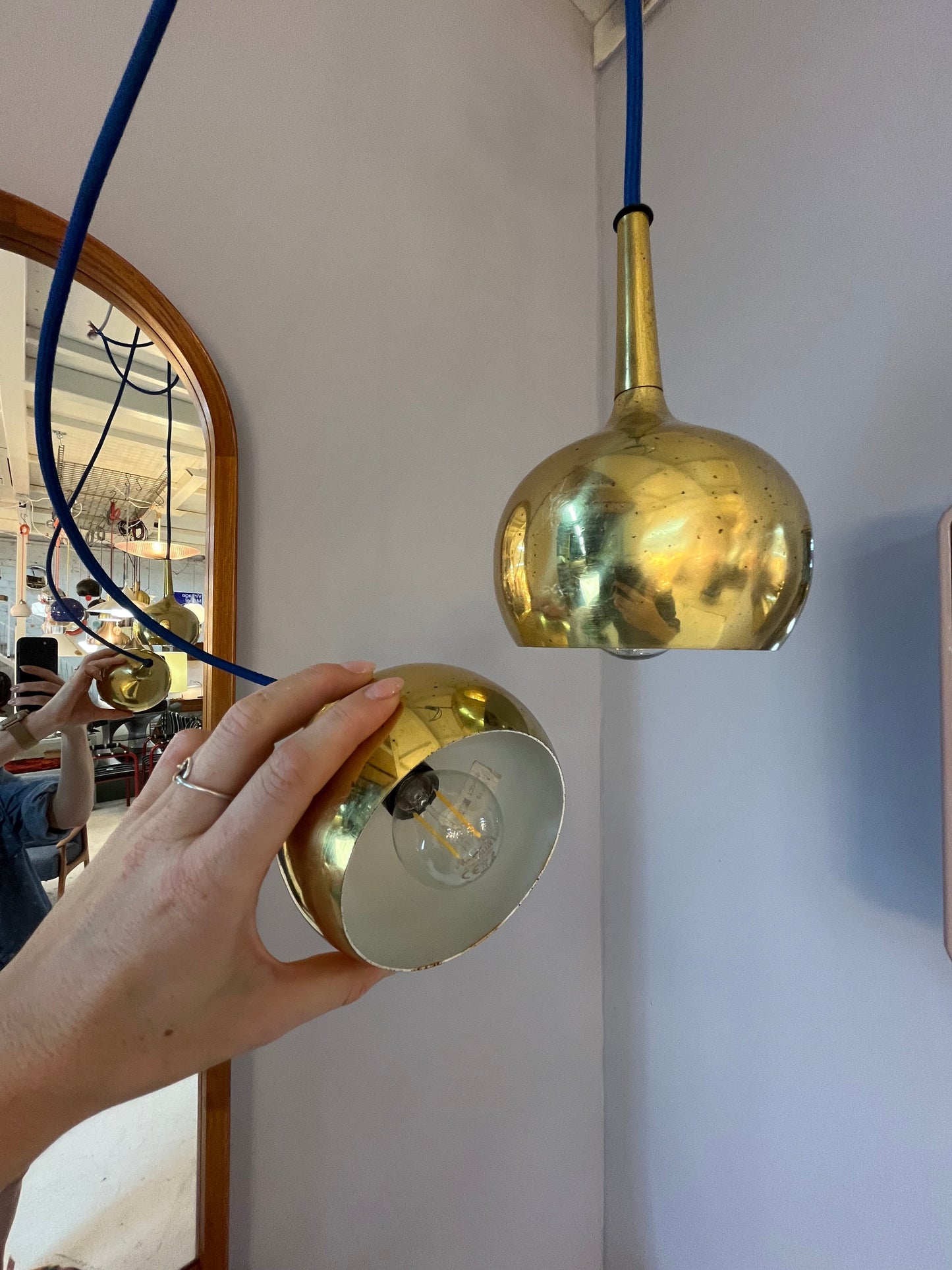 Vintage Hängelampe Messing von Hans-Agne Jokobsson